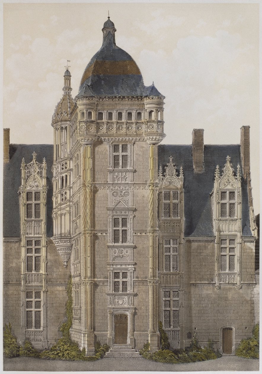 Saint-Ouen-i kastély, Mayenne, illusztráció a párizsi „Les Chateaux de la vallee de la Loire”-ból, Ch. Boivin, 1861 alkotó: Victor Jean Baptiste Petit