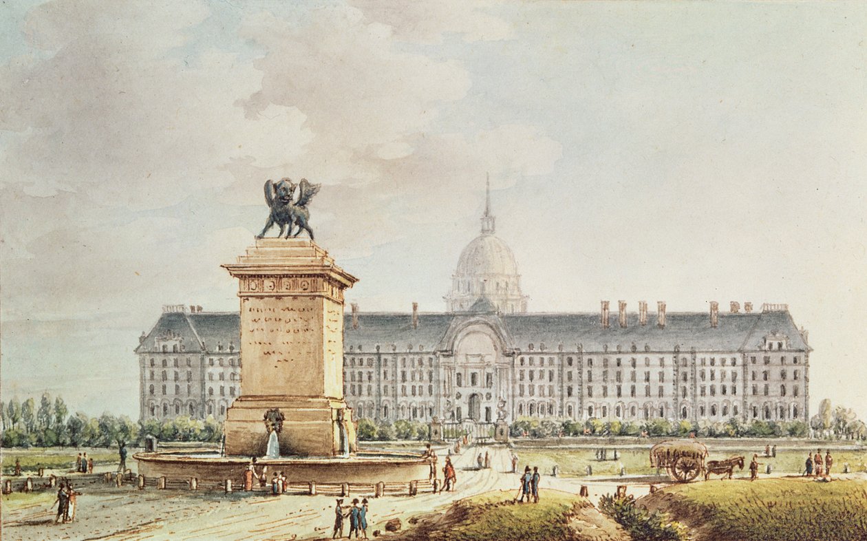 Kilátás a Hotel des Invalidesre (tinta és akvarell papíron) alkotó: Victor Jean Nicolle