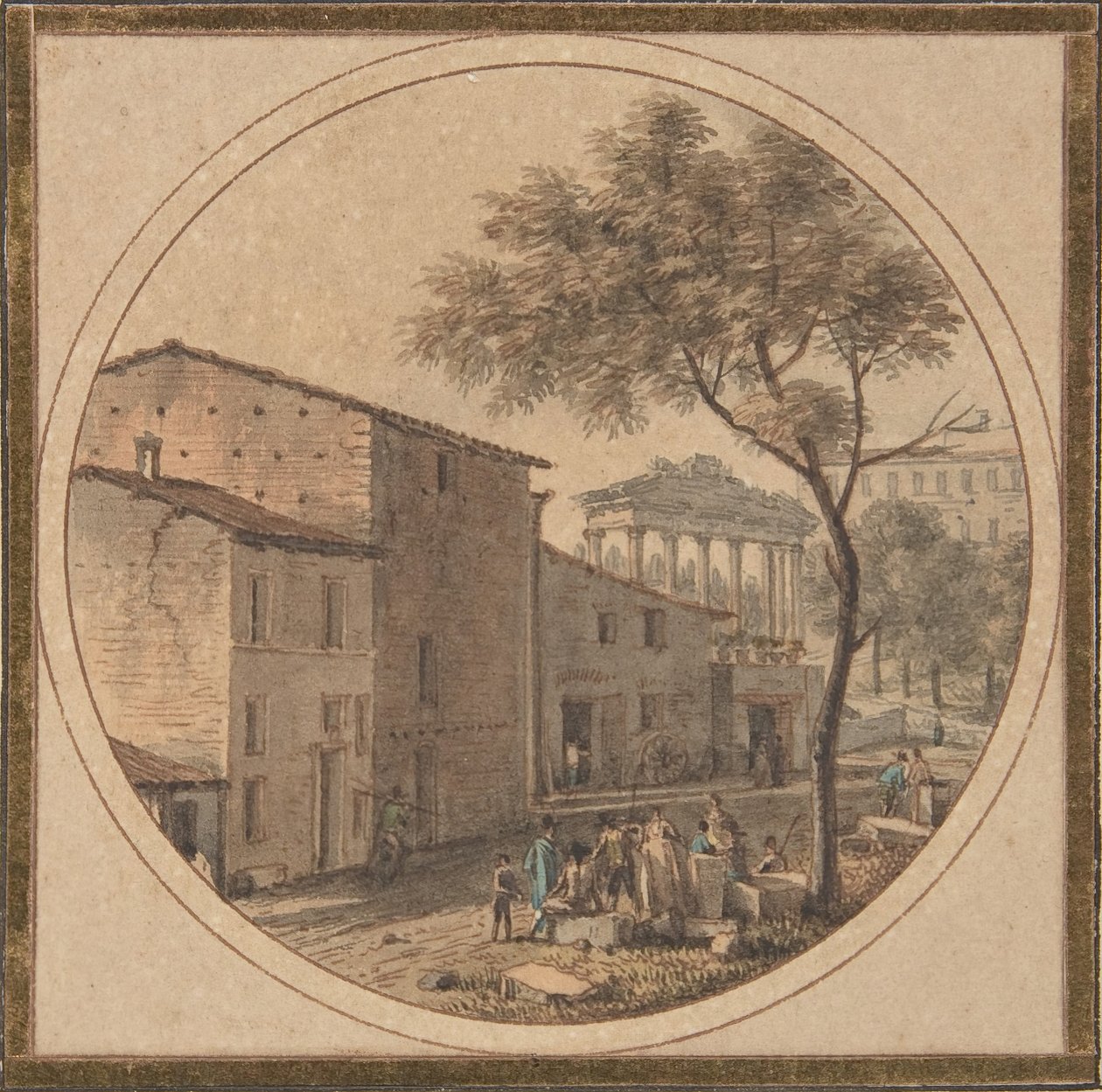 Kilátás a Forum Romanumra, a háttérben a Szaturnusz templommal, n.d. alkotó: Victor Jean Nicolle