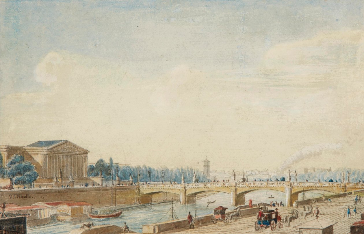 Kilátás a Pont de la Concorde-ra és a párizsi Bourbon palotára alkotó: Victor Jean Nicolle