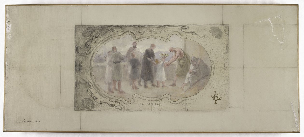 Vázlat a Galerie Lobau, Hôtel de Ville, Párizs számára: A család alkotó: Victor Jean Pierre Maziès