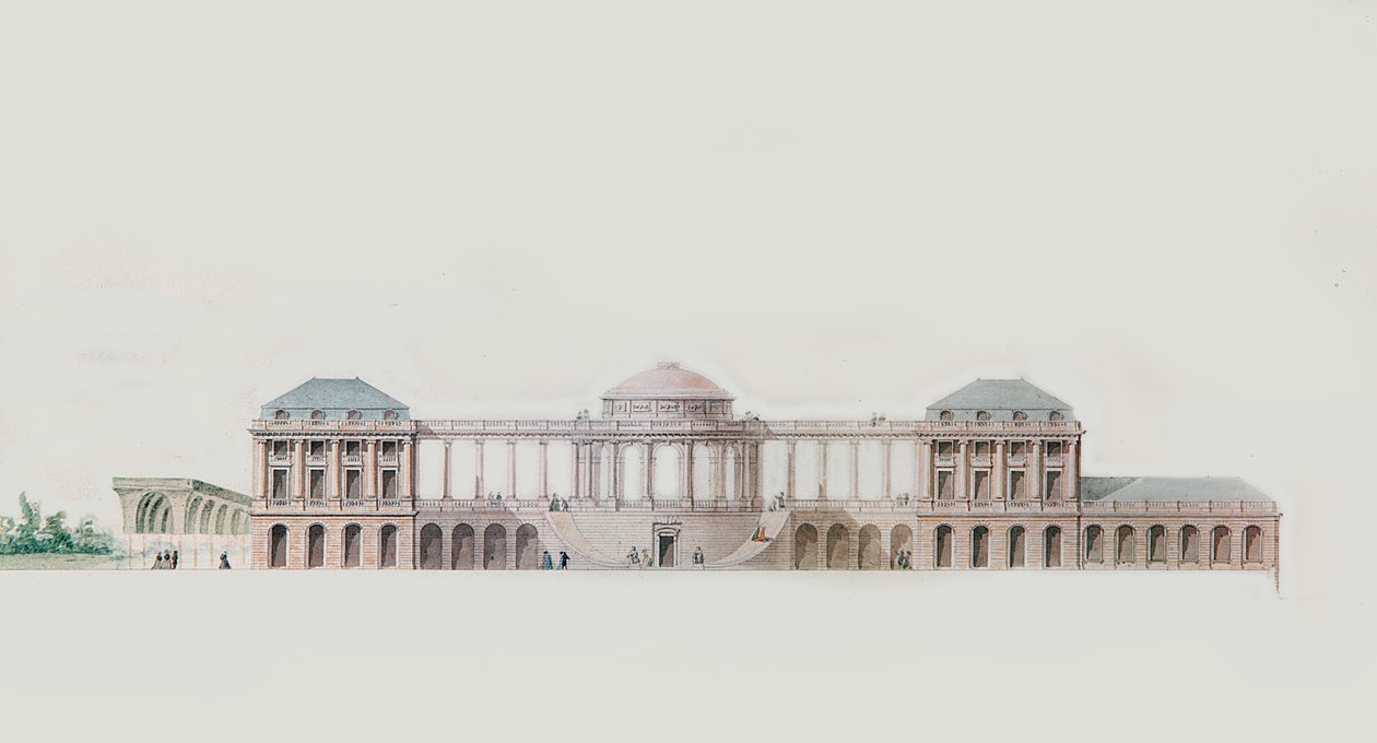 A Chateau du Bouilh első terve, Saint Andre de Cubzac, Aquitaine, 1787 körül (toll, tinta és WC) alkotó: Victor Louis