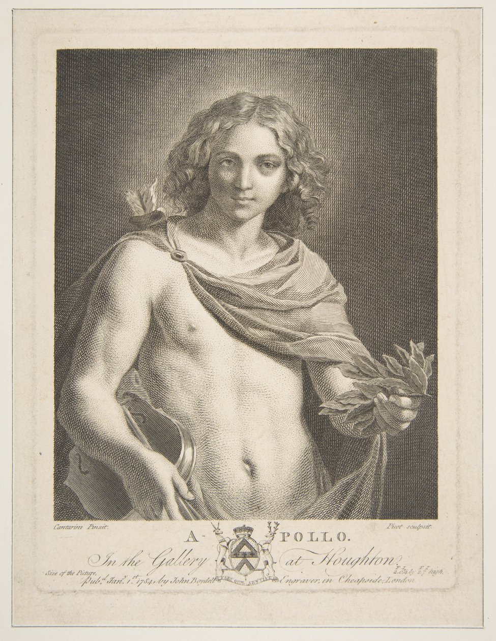 Apolló köpenyben, babérággal és hegedűvel, 1784. alkotó: Victor Marie Picot