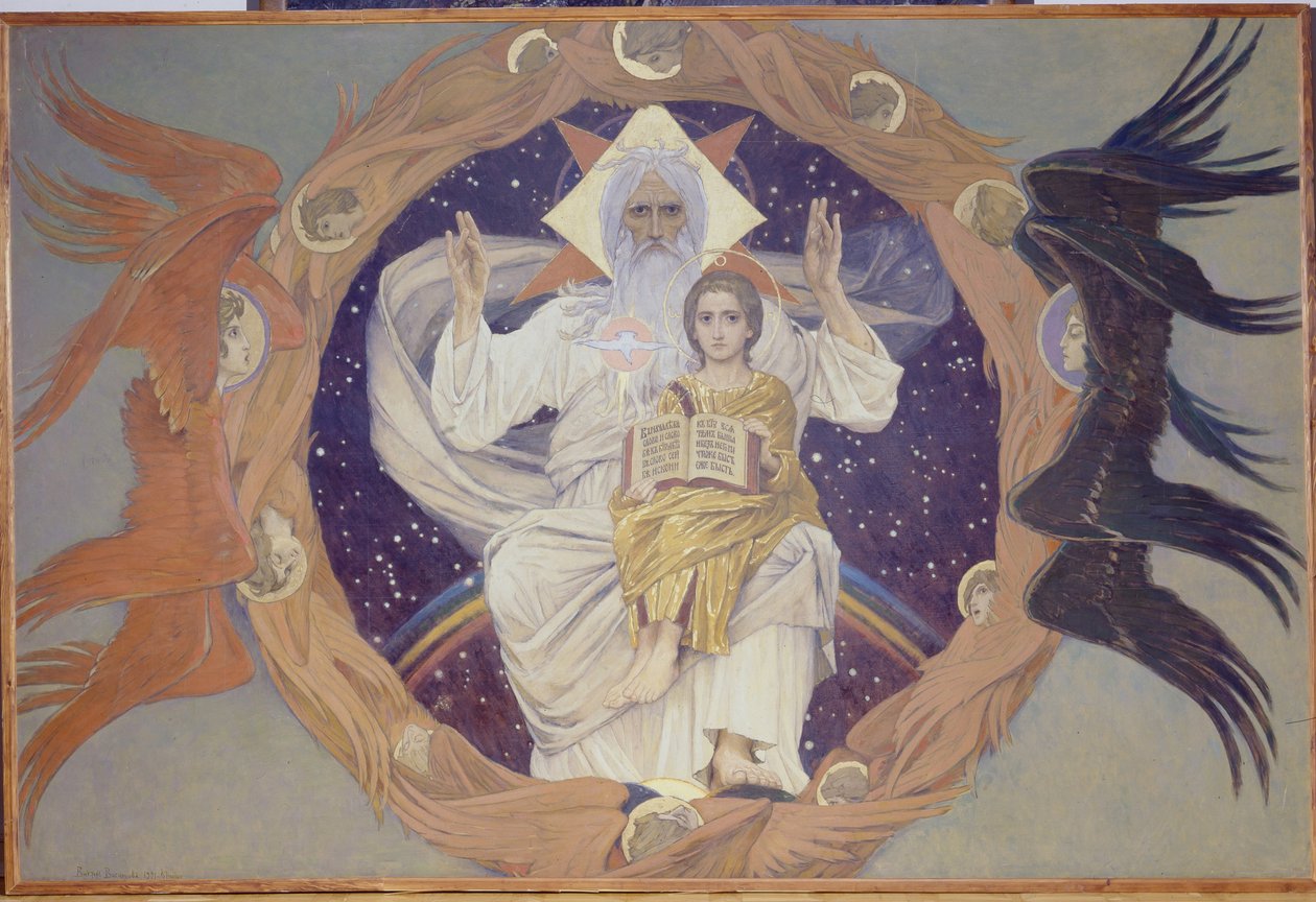 Szentháromság, előkészítő vázlat a varsói Alekszandr Nyevszkij-székesegyházhoz, 1907 alkotó: Victor Mikhailovich Vasnetsov