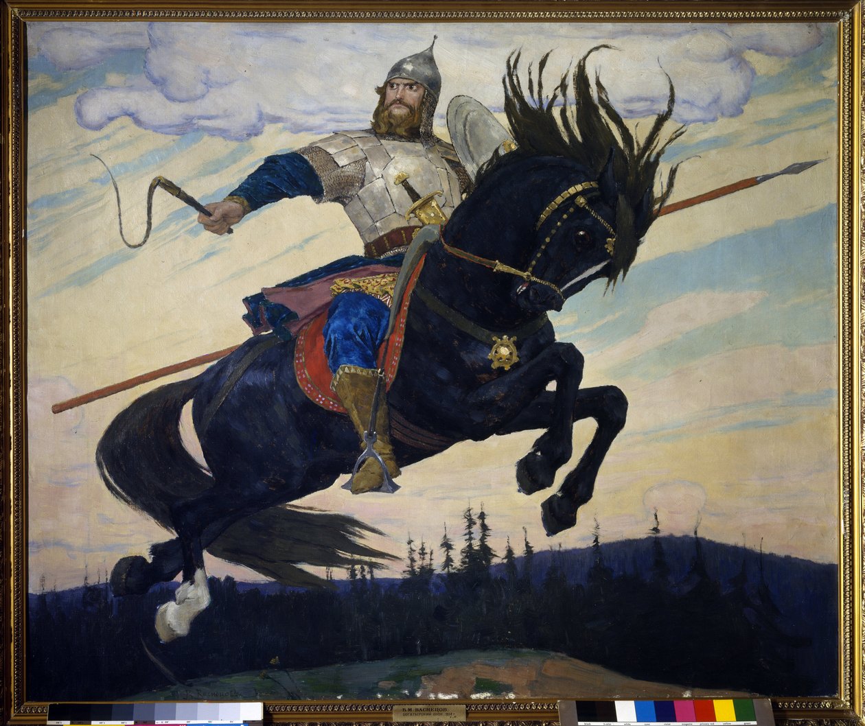Ilja Muromets (Murom Elie) (Ilja Muromets). Orosz legendás hős. Viktor Mihajlovics Vasnyecov (1848-1926) festménye, olaj, vászon alkotó: Victor Mikhailovich Vasnetsov