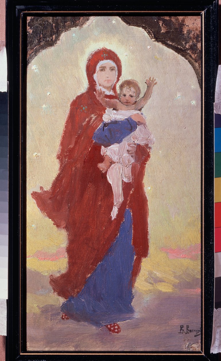 Szűz és gyermek (Szűz és gyermek) – Viktor Mihajlovics Vasnyecov (1848-1926) festménye, olaj, vászon alkotó: Victor Mikhailovich Vasnetsov