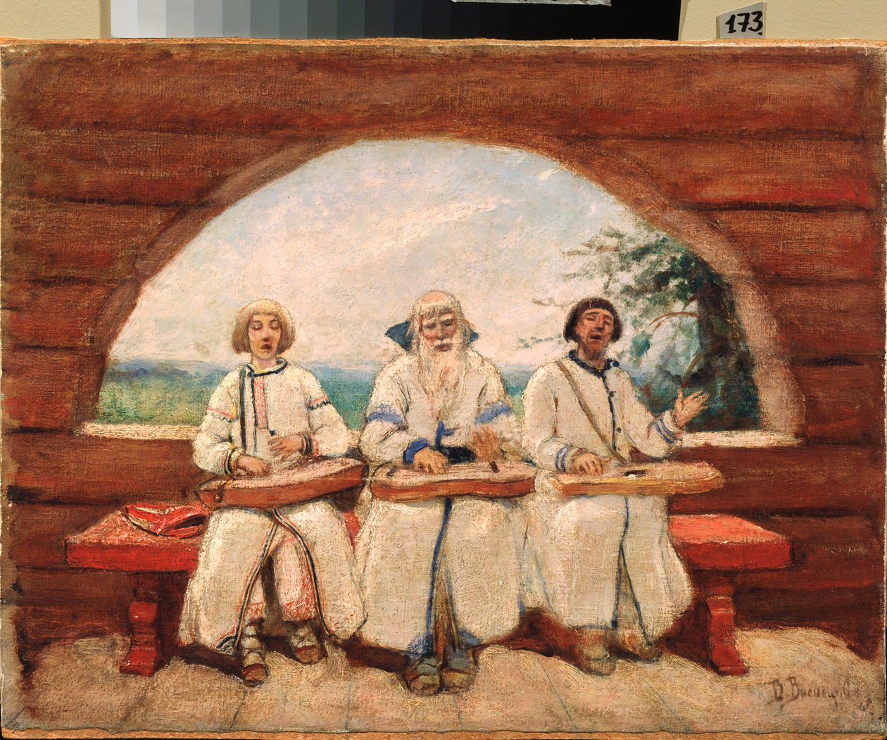 The Gusli Players (The Gusli Players) (hagyományosan vak, kolduszenészek) – Viktor Mihajlovics Vasnyecov (1848-1926) festménye, olaj, vászon alkotó: Victor Mikhailovich Vasnetsov