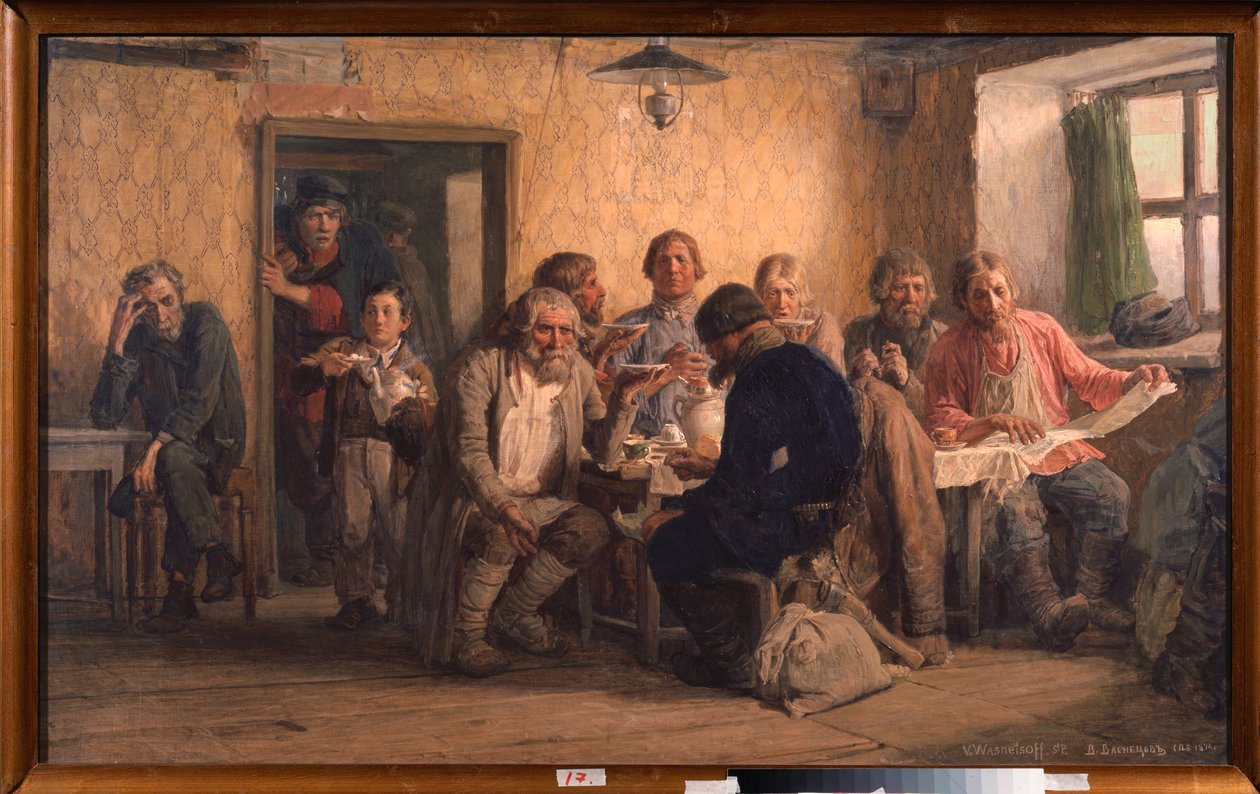 Teaház – Viktor Mihajlovics Vasnyecov (1848-1926) festménye, olaj, vászon alkotó: Victor Mikhailovich Vasnetsov