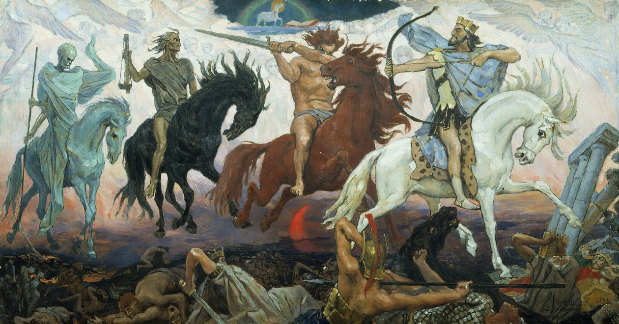 Az Apokalipszis négy lovasa, 1887 alkotó: Victor Mikhailovich Vasnetsov