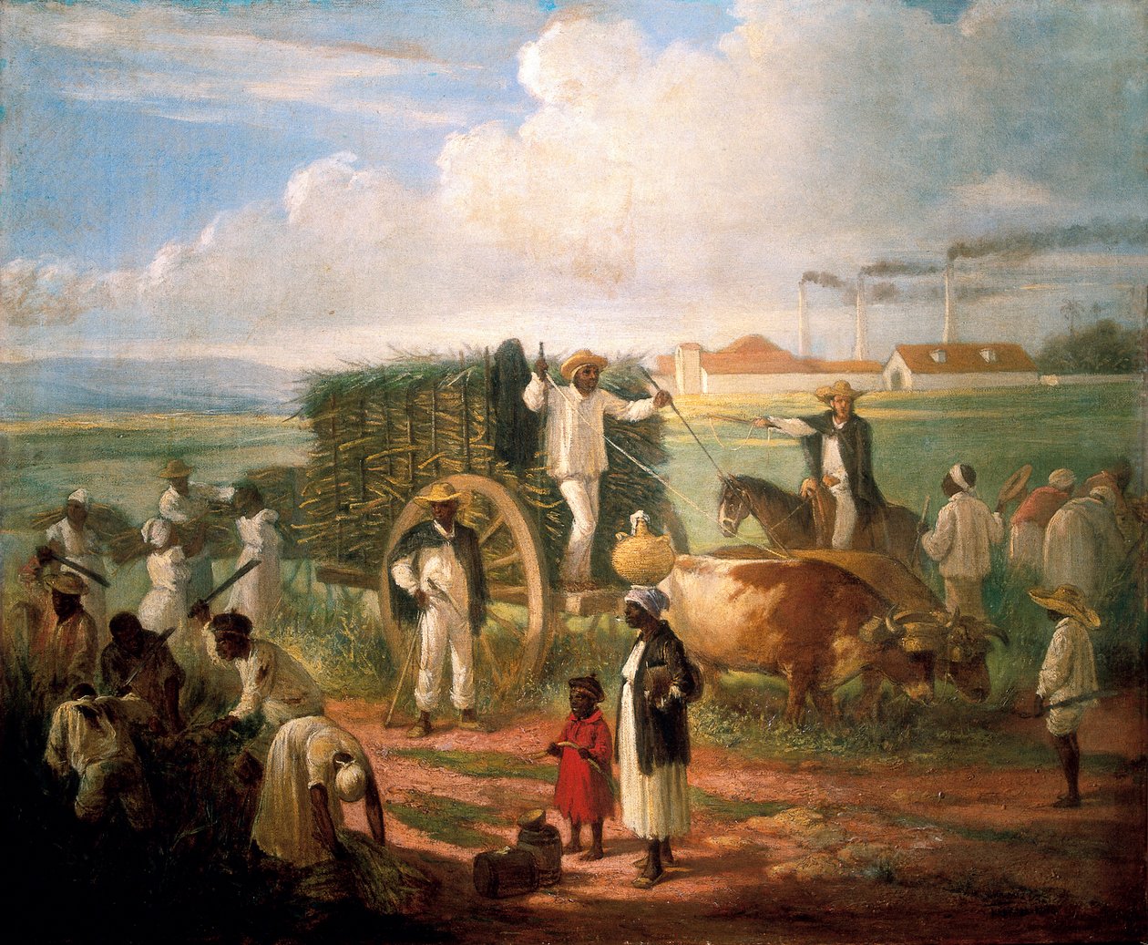 Nád betakarítás. Victor Patricio de Landaluze (1829-1889) festménye alkotó: Victor Patricio de Landaluze