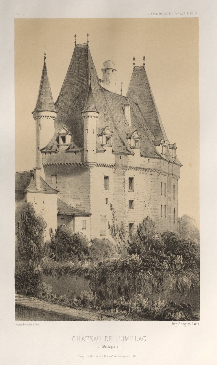 Festői építészet vagy a 15. századi műemlékek. És XVI. Századok: XV. és XVI. századi francia kastélyok: Pl. 51, Château De Jumillac (Dordogne) alkotó: Victor Petit