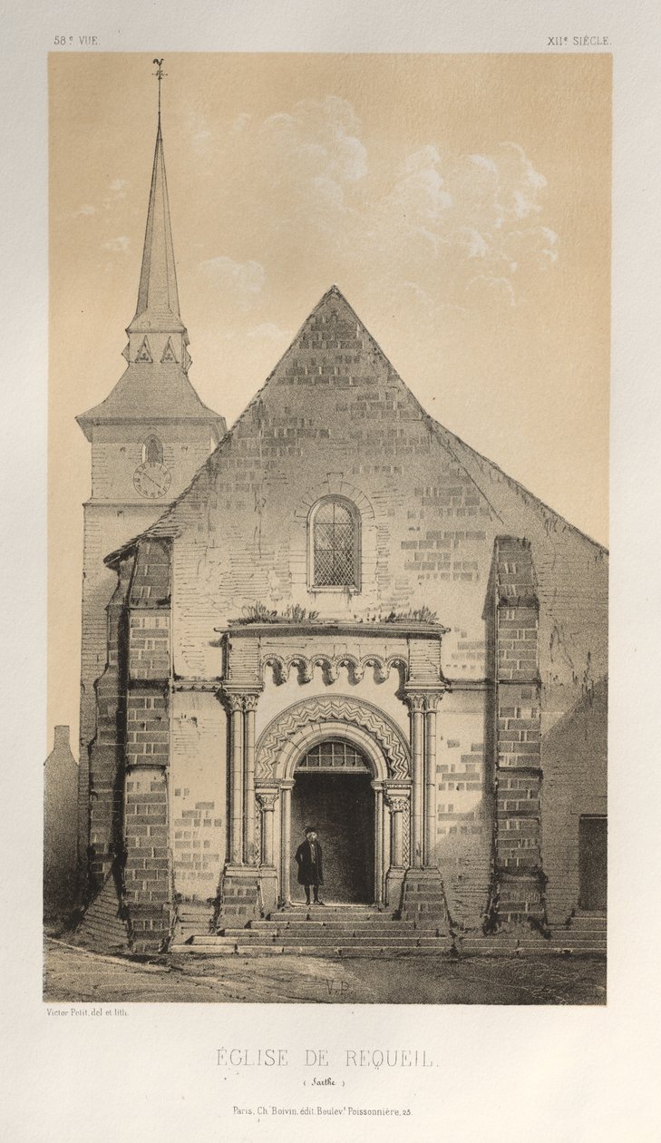 Festői építészet vagy a 15. századi műemlékek. És XVI. Századok: XV. és XVI. századi francia kastélyok: Pl. 58, De Requeil templom (Sarthe) alkotó: Victor Petit