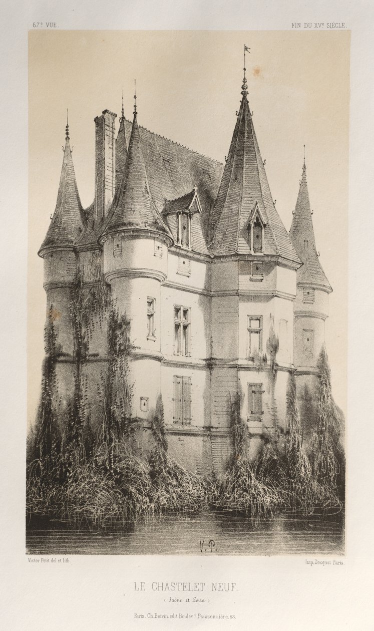 Festői építészet vagy a 15. századi műemlékek. És XVI. Századok: XV. és XVI. századi francia kastélyok: Pl. 67, Le Chastenet-Neuf Saône et Loire) alkotó: Victor Petit