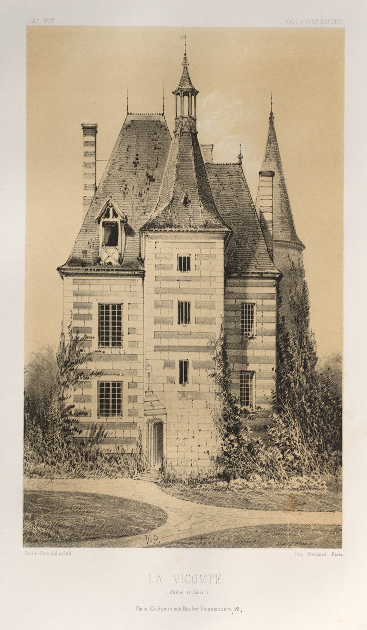 Festői építészet vagy a 15. századi műemlékek. És XVI. Századok: XV. és XVI. századi francia kastélyok: Pl. 75, La Vicomté (Saône et Loire) alkotó: Victor Petit