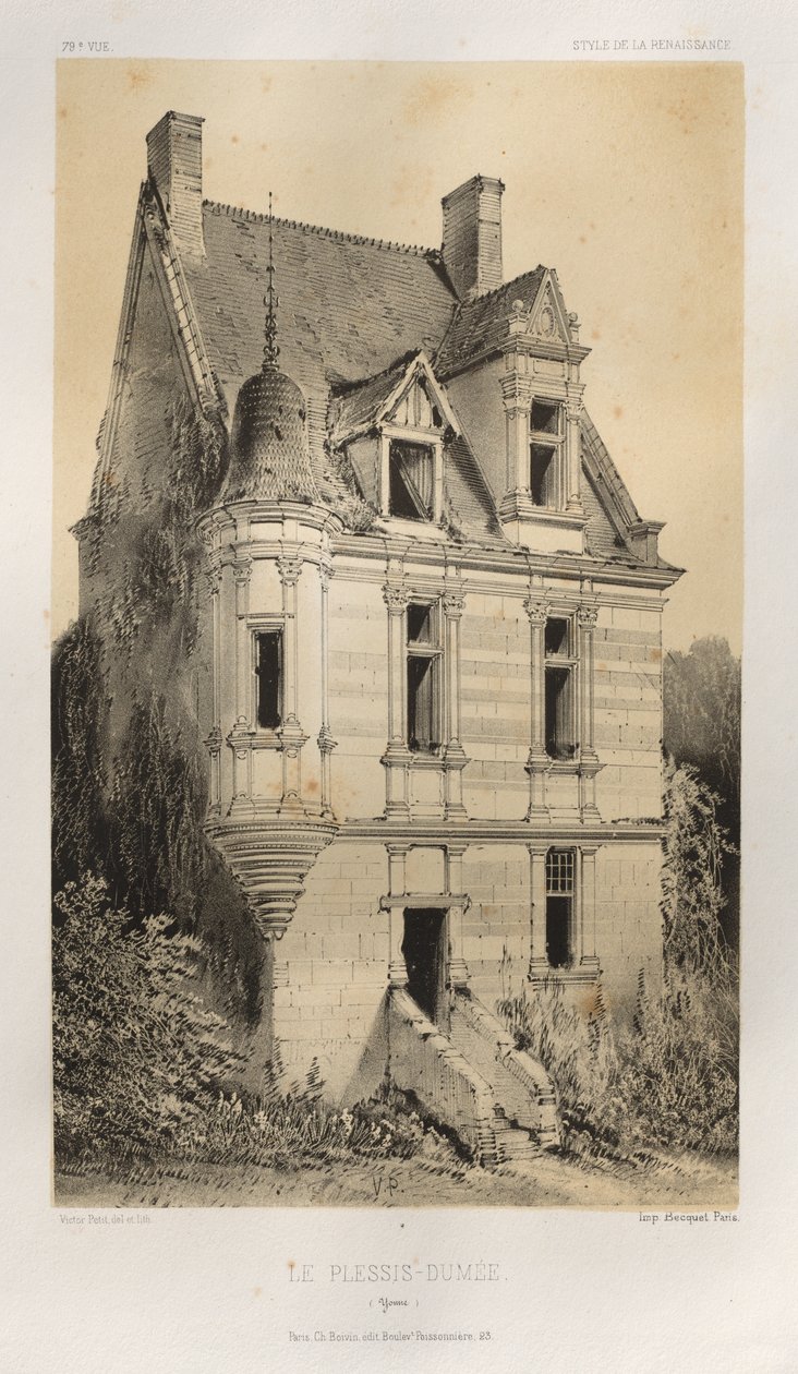 Festői építészet vagy a 15. századi műemlékek. És XVI. Századok: XV. és XVI. századi francia kastélyok: Pl. 79, Le Plessis-Dumée (Yonne) alkotó: Victor Petit
