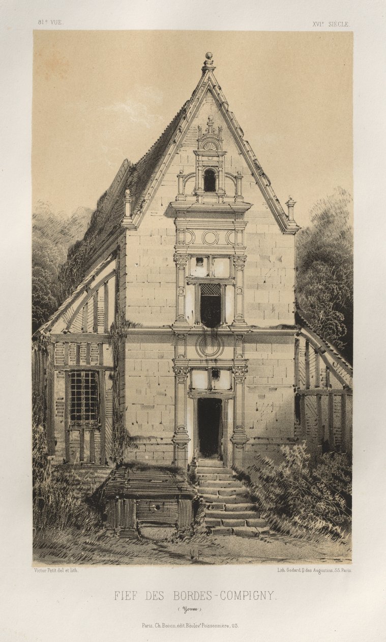 Festői építészet vagy a 15. századi műemlékek. És XVI. Századok: XV. és XVI. századi francia kastélyok: Pl. 81, FIEf Des Bordes-Compigny (Yonne) alkotó: Victor Petit