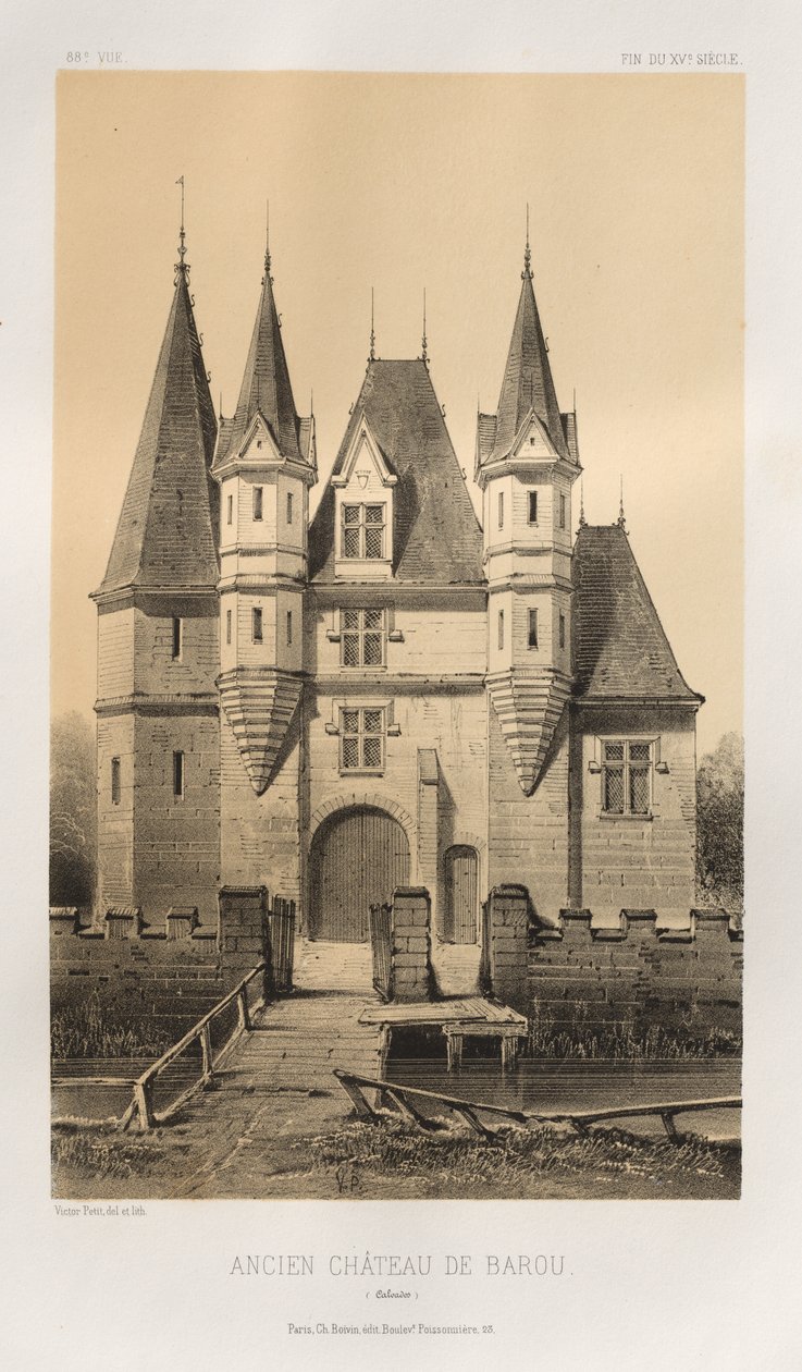 Festői építészet vagy a 15. századi műemlékek. És XVI. Századok: XV. és XVI. századi francia kastélyok: Pl. 88, Barou régi kastélya (Calvados) alkotó: Victor Petit