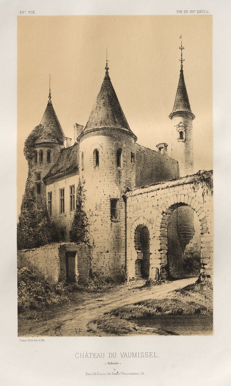 Festői építészet vagy a 15. századi műemlékek. És XVI. Századok: XV. és XVI. századi francia kastélyok: Pl. 89, Château du Vaumissel (Calvados) alkotó: Victor Petit