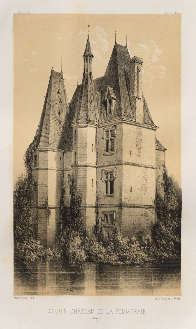 Festői építészet vagy a 15. századi műemlékek. És XVI. Századok: XV. és XVI. századi francia kastélyok: Pl. 94, Old Château de la Pommeraie (Aisne) alkotó: Victor Petit