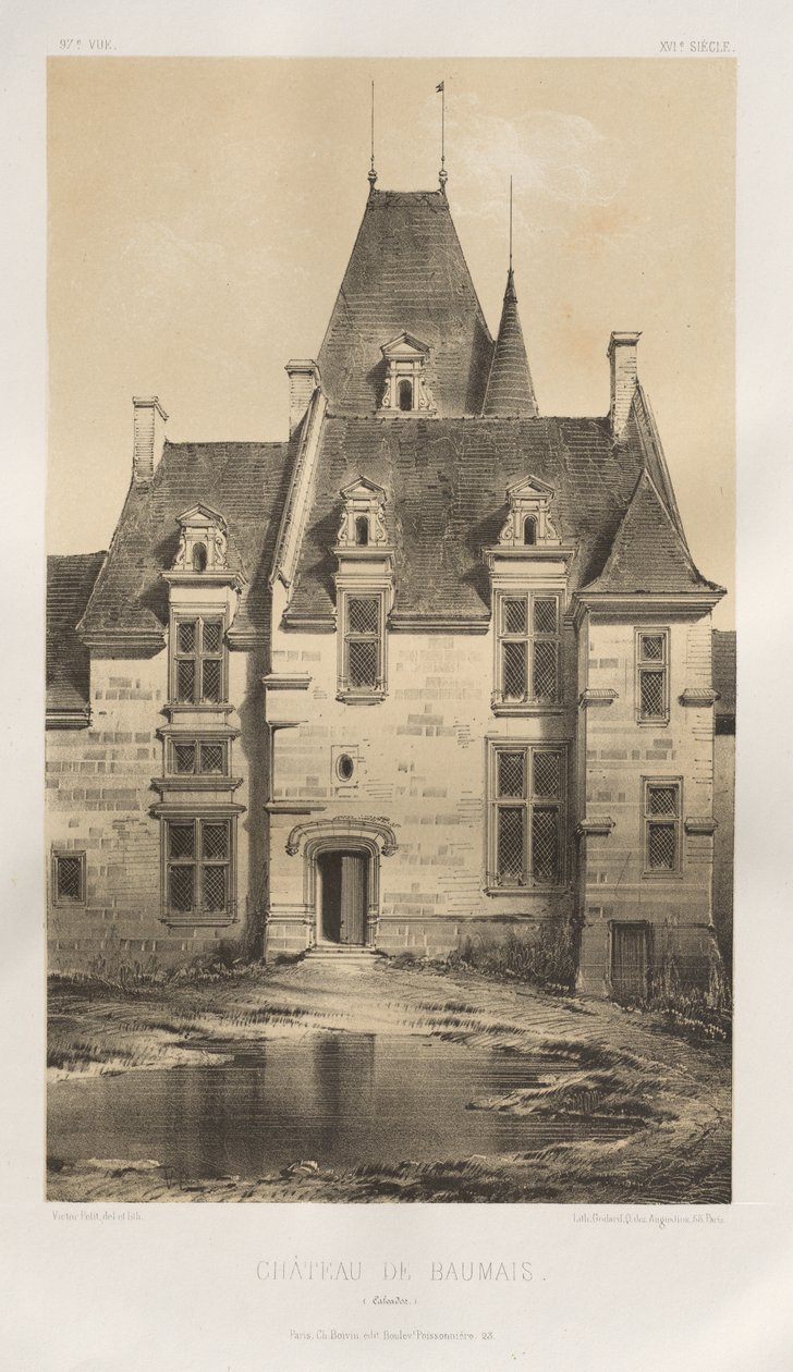 Festői építészet vagy a 15. századi műemlékek. És XVI. Századok: XV. és XVI. századi francia kastélyok: Pl. 97, Château de Baumais (Calvados) alkotó: Victor Petit