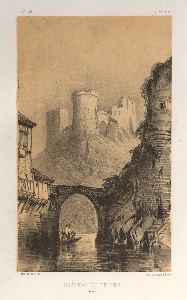 Festői építészet vagy a 15. századi műemlékek. És XVI. Századok: Chateaux De France a XV. és XVI. században: Pl. 12, Chateau De Druyes (Yonne) alkotó: Victor Petit