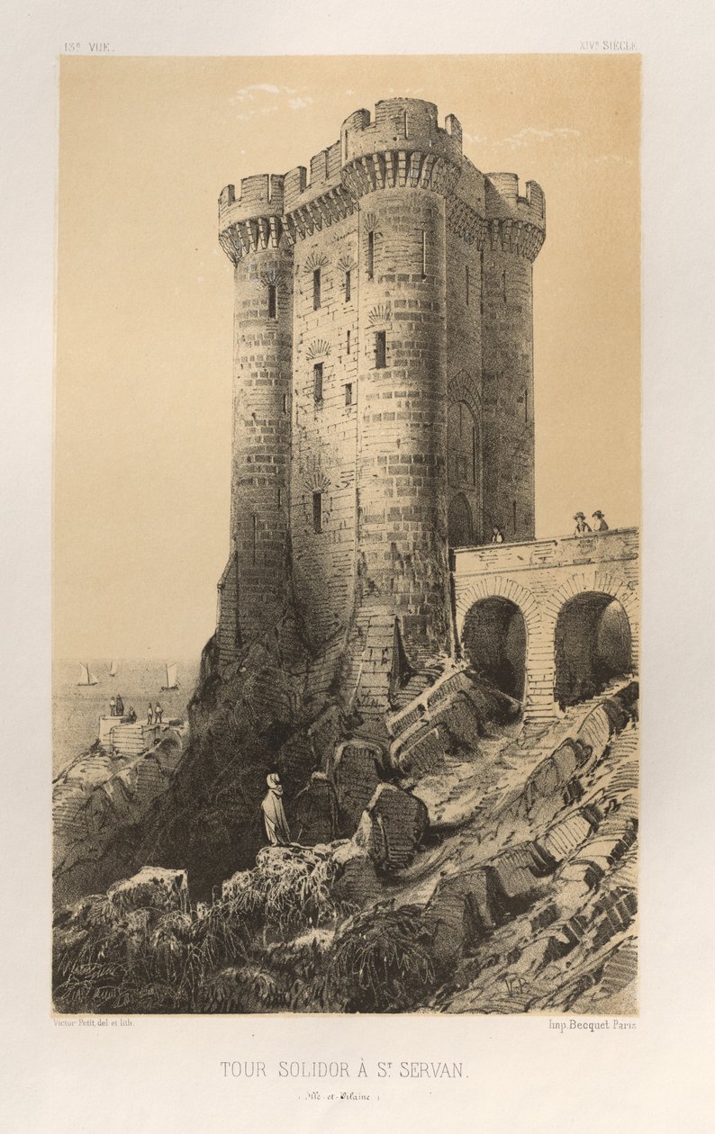 Festői építészet vagy a 15. századi műemlékek. És XVI. Századok: Chateaux De France a XV. és XVI. században: Pl.13, Solidor Tower St. Servan (Ille-et-Vilaine) alkotó: Victor Petit