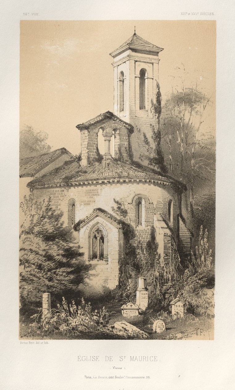 Festői építészet vagy a 15. századi műemlékek. És XVI. Századok: Chateaux De France a XV. és XVI. században: Pl.14, Szent Maurice templom (Bécs) alkotó: Victor Petit
