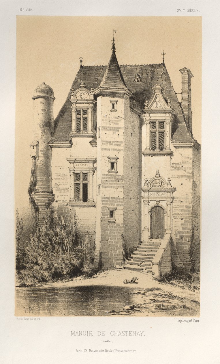 Festői építészet vagy a 15. századi műemlékek. És XVI. Századok: Chateaux De France a XV. és XVI. században: Pl.15, Manoir De Chastenay (Sarthe) alkotó: Victor Petit