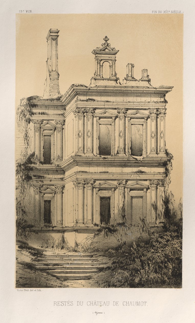 Festői építészet vagy a 15. századi műemlékek. És XVI. Századok: XV. és XVI. századi francia kastélyok: Pl. 19, A Chateau De Chaumot maradványai (Yonne) alkotó: Victor Petit
