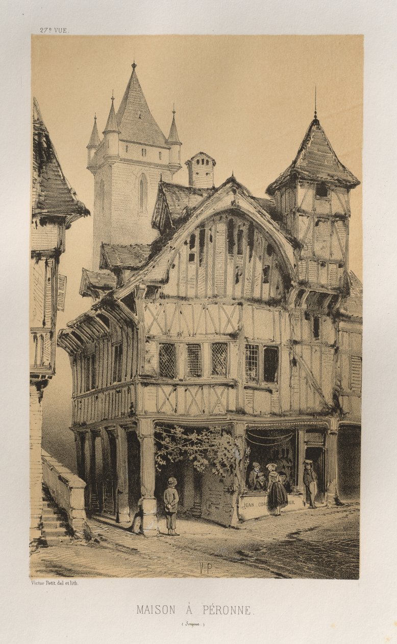 Festői építészet vagy a 15. századi műemlékek. És XVI. Századok: Chateaux De France a XV. és XVI. században: Pl. 27, House A Peronne (Somme) alkotó: Victor Petit