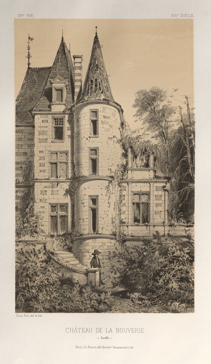 Festői építészet vagy a 15. századi műemlékek. És XVI. Századok: XV. és XVI. századi francia kastélyok: Pl. 29, Chateau De La Bouverie (Sarthe) alkotó: Victor Petit