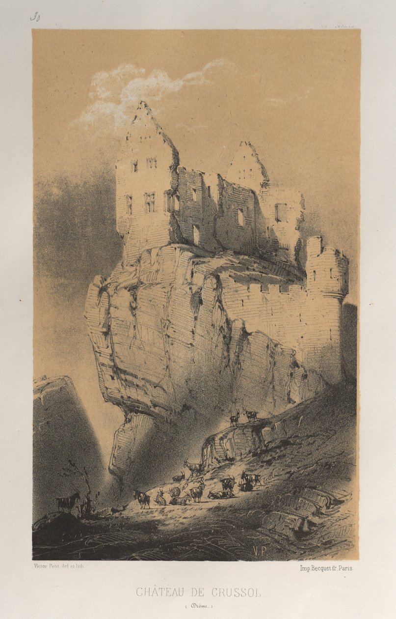 Festői építészet vagy a 15. századi műemlékek. És XVI. Századok: Chateaux De France a XV. és XVI. században: Pl. 30, Chateau De Crussol (Drome) alkotó: Victor Petit