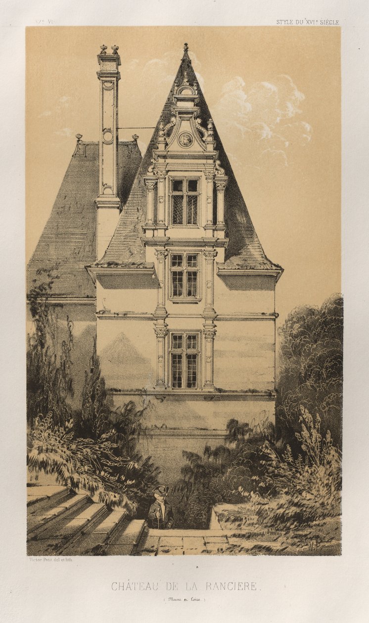Festői építészet vagy a 15. századi műemlékek. És XVI. Századok: Chateaux De France a XV. és XVI. században: Pl. 37, Château De La Ranciere (Maine et Loire) alkotó: Victor Petit