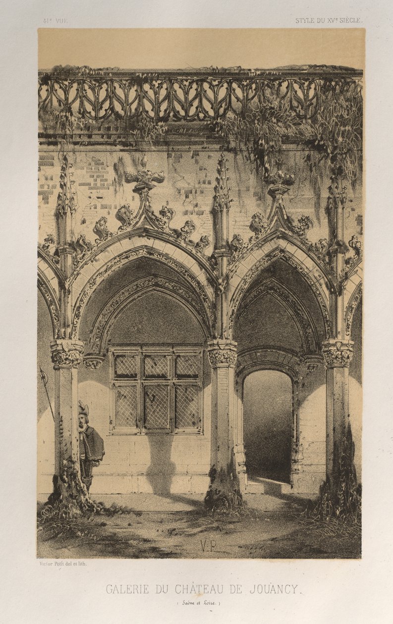 Festői építészet vagy a 15. századi műemlékek. És XVI. Századok: XV. és XVI. századi Chateaux De France: Pl. 41, Château De Jouancy galéria (Saone et Loire) alkotó: Victor Petit
