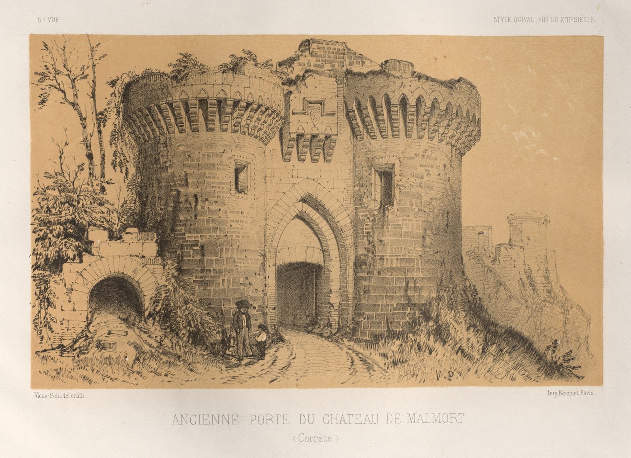 ...Pl.6, Old Door Of The Chateau De Malmort Correze, 1860. alkotó: Victor Petit