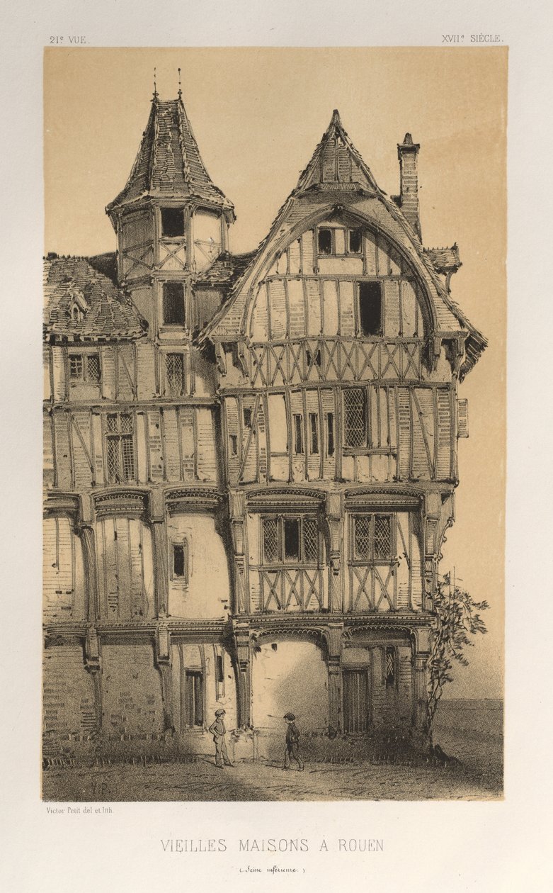 ...pl. 21, Old Houses A Rouen Seine-Inferieure, 1860-ban jelent meg. alkotó: Victor Petit