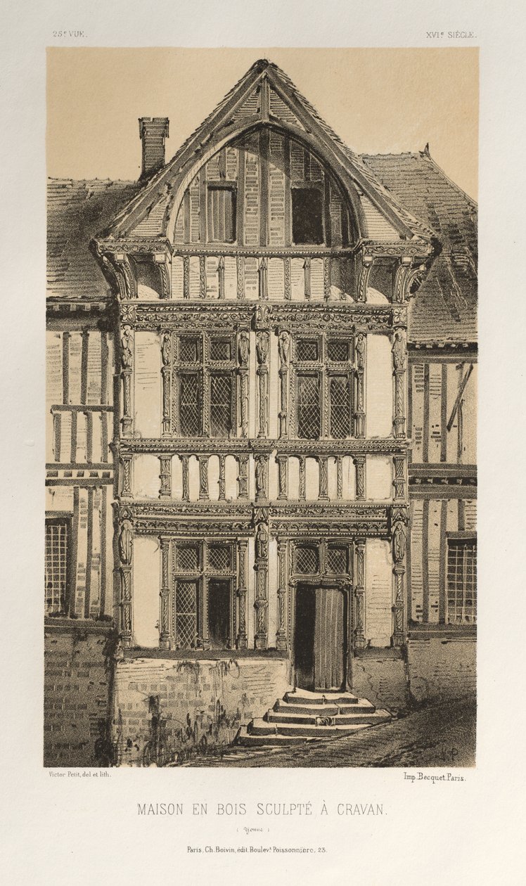 ...pl. 25, Maison En Bois Sculpte A Cravan Yonne, 1860-ban megjelent. alkotó: Victor Petit