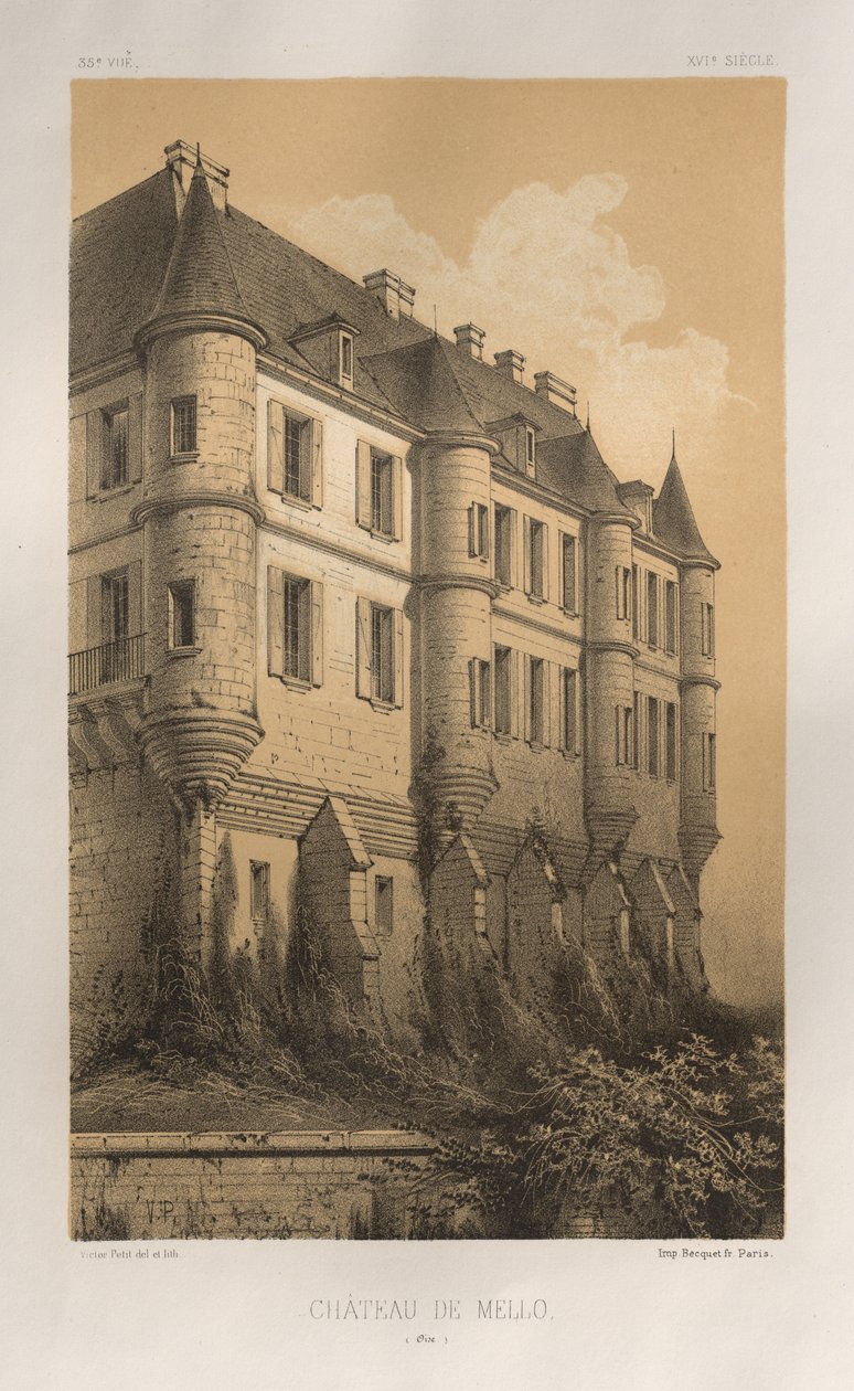 ...pl. 35, Chateau De Mello Oise, 1860. alkotó: Victor Petit