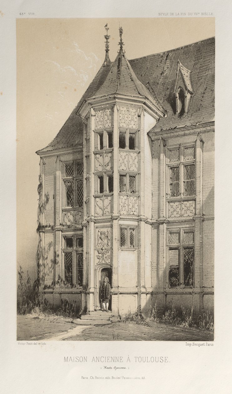 ...pl. 43, Old House Toulouse Haute-Garonne-ban, 1860. alkotó: Victor Petit