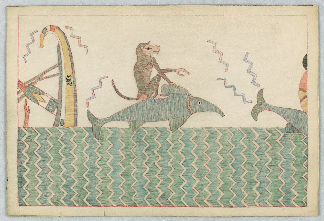 A majom és a delfin, Illusztráció Ezópus meséihez alkotó: Victor Wilbour