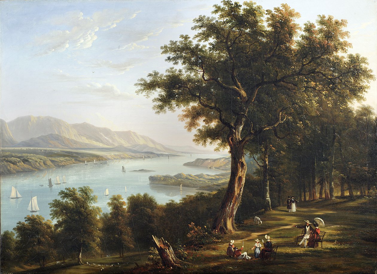 Kilátás a Hyde Parkból a Hudson folyón, 1845 alkotó: Victor de Grailly