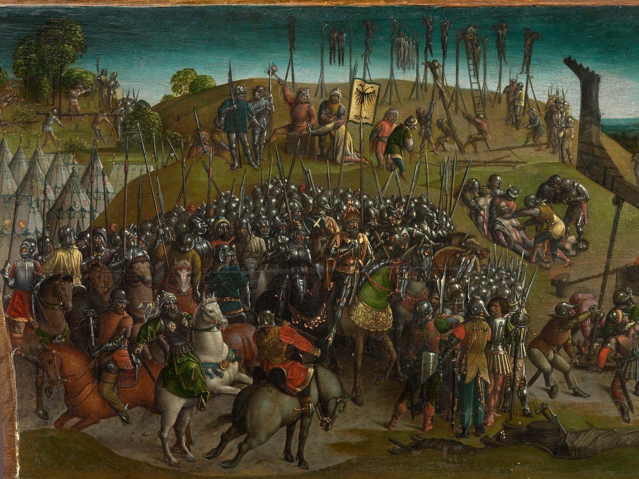 Jeruzsálem elfoglalása Titus által (predella) alkotó: Vienna Master of Mary of Burgundy