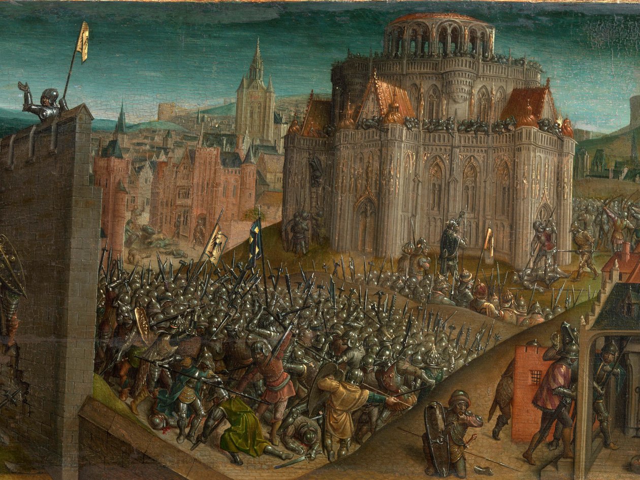 Jeruzsálem elfoglalása Titus által (predella) alkotó: Vienna Master of Mary of Burgundy