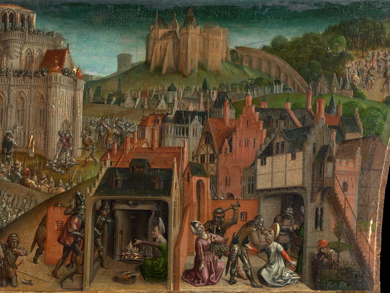 Jeruzsálem elfoglalása Titus által (predella) alkotó: Vienna Master of Mary of Burgundy