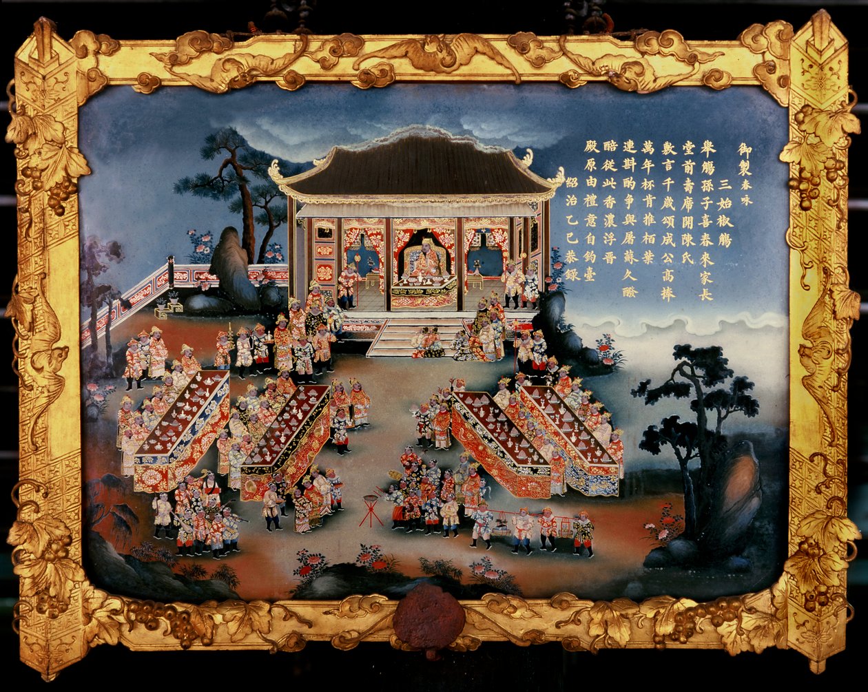 Udvari élet - lakoma (festés üvegre) alkotó: Vietnamese School