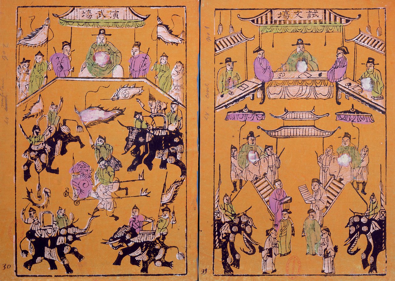 Katonatiszti vizsgák (balra) és írói vizsgák (jobbra) alkotó: Vietnamese School