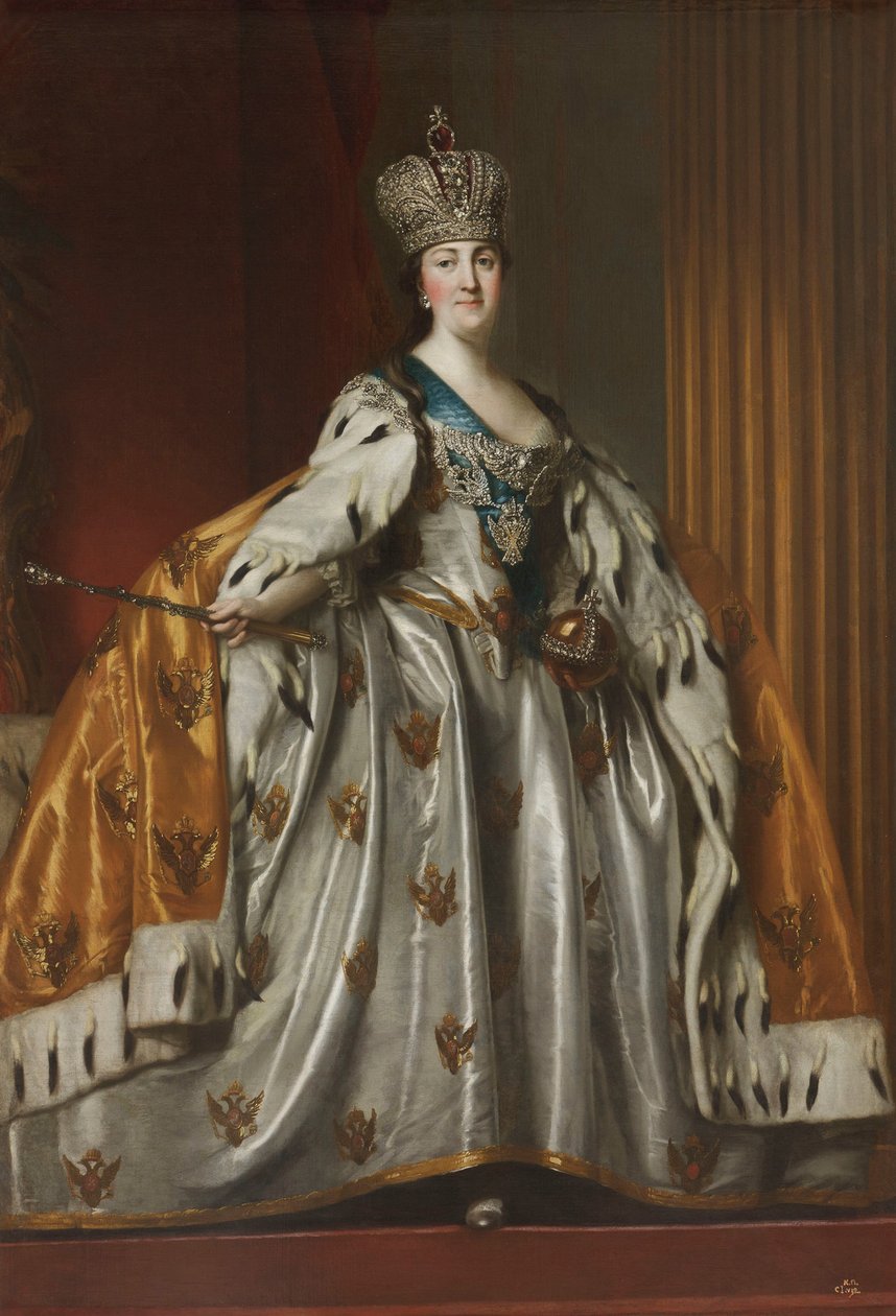 II. Katalin császárné portréja 1729-1796 koronázási ruhájában, 1762 után alkotó: Vigilius Erichsen