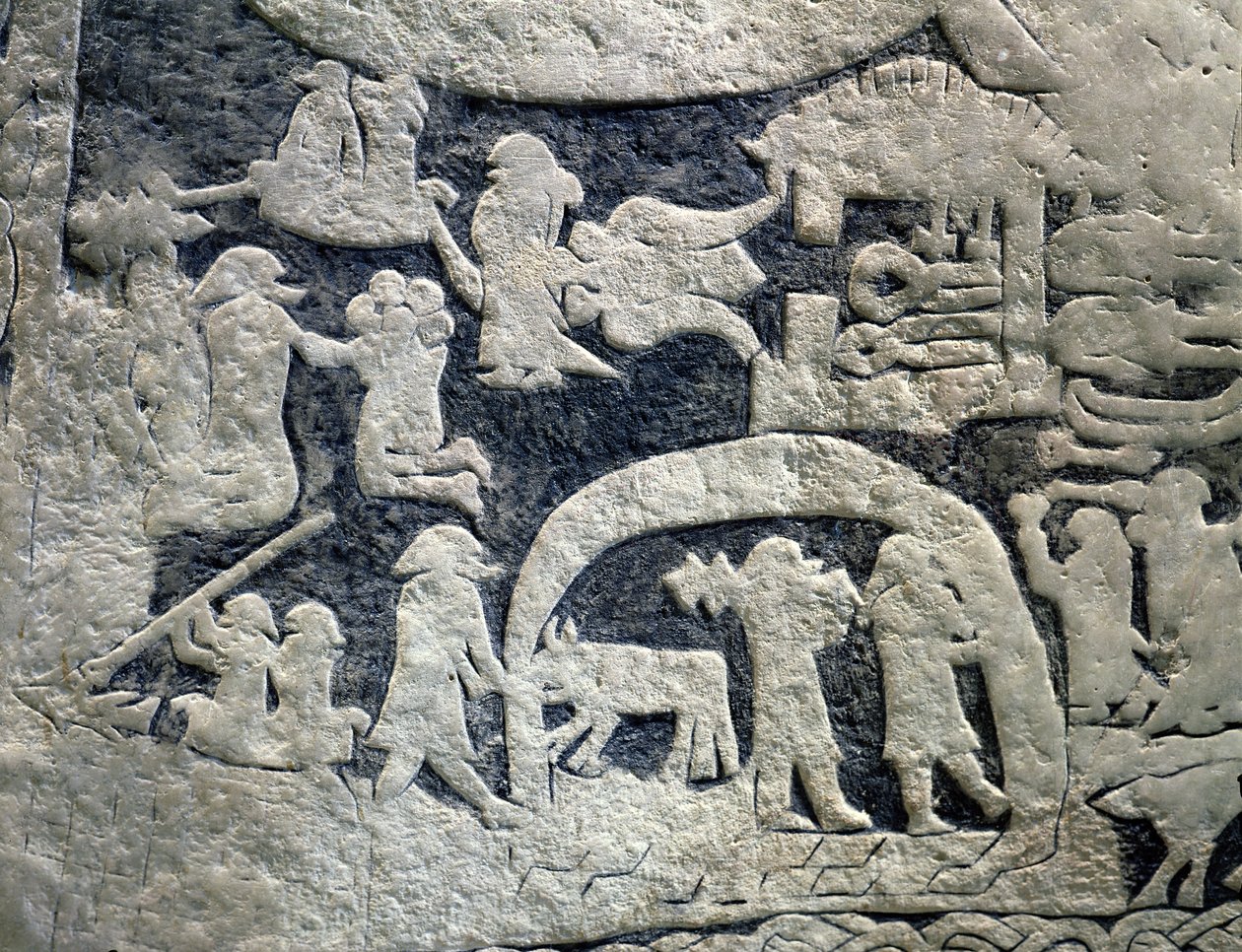 Részlet a Valhalla legendájából, a Gotland-szigeti kőből alkotó: Viking