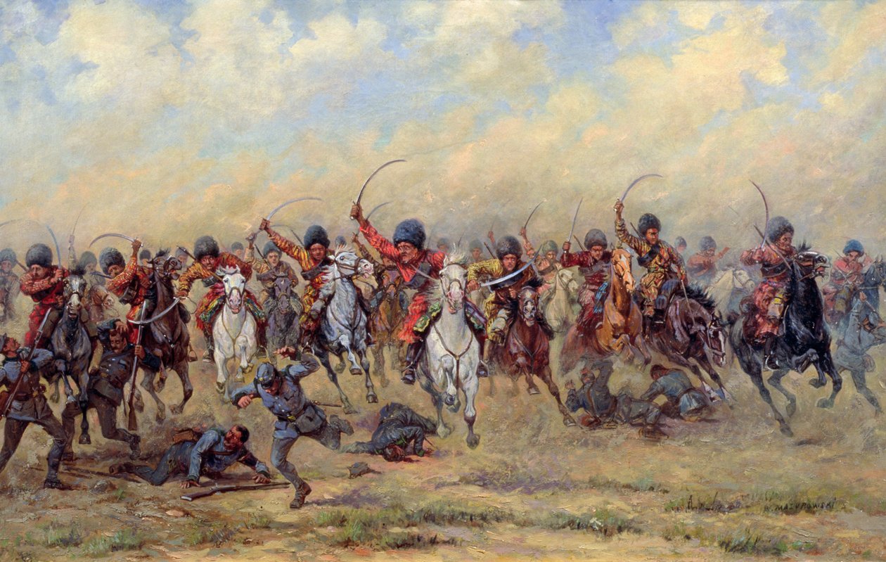A Vadhadosztály támadása az osztrák gyalogság ellen, 1916-17 alkotó: Viktor Viketyevich Masurovsky