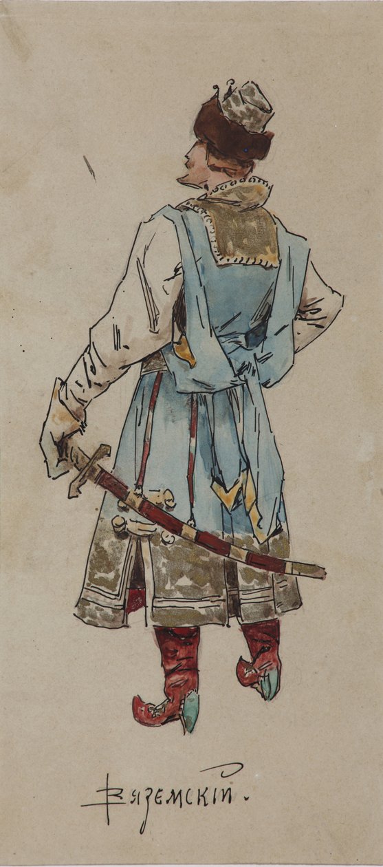 A. Rubinstein A kereskedő Kalasnyikov című operájának jelmezterve, 1901 alkotó: Viktor Andreyevich Simov